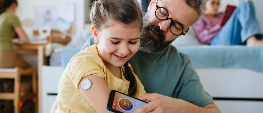 Child with insulin pump